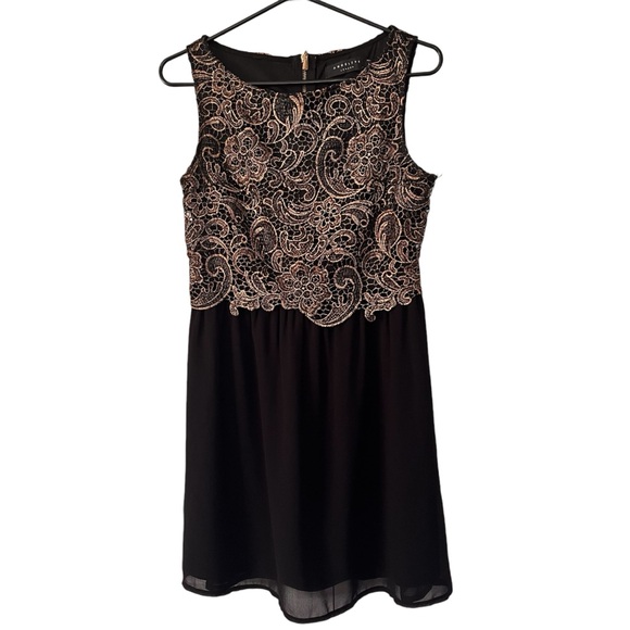 Angeleye London black dress with rose gold overlay& exposed back zipper Size S - Picture 3 of 17